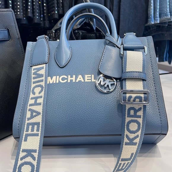 Michael Kors Mirella Small Pebbled Leather Shopper Top Zip Crossbody XBODY Tote - Picture 8 of 16